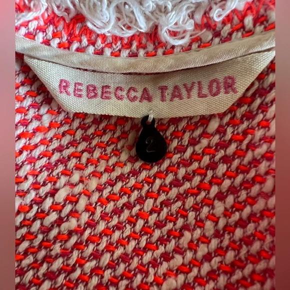 Rebecca Taylor Coral Tweed Fringe Mini Dress Size 2 - Picture 6 of 9